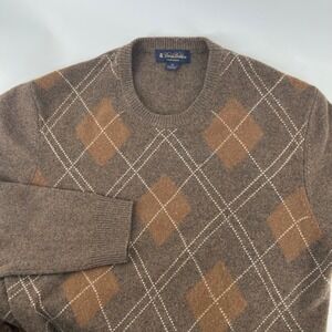 Vintage Brooks Brothers 100% Camel Hair Argyle Sweater Mens XL Hong Kong